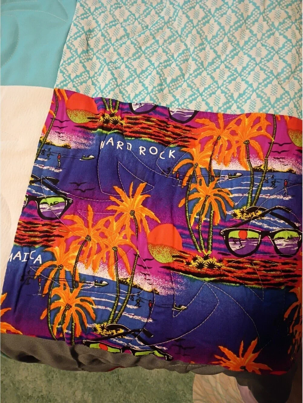 Vintage Handmade Mutt Patchwork Quilt Tribal Sun Hard Rock Coastal 71x90